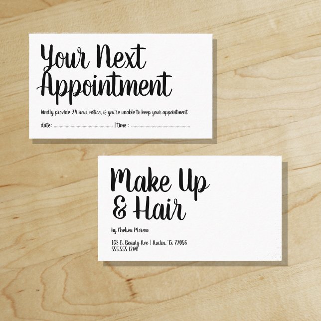 Your Next Appointment - Reminder - Trendy Script Card ("Everyday is abundantly beautiful." 
Sincerely Best Wishes from Lucky Design World)