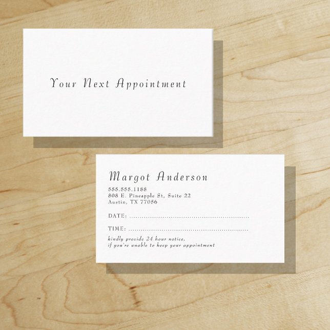 Your Next Appointment | Sophisticated Minimal | Card ("Everyday is abundantly beautiful." 
Sincerely Best Wishes from Lucky Design World)