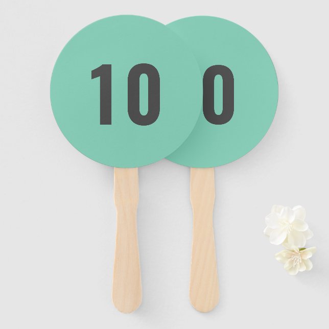 Your Number | Mint Green Event Score Paddle Hand Fan (Front and Back)