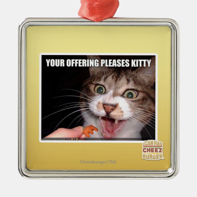 Your Offering Pleases Kitty Metal Tree Decoration (Front)