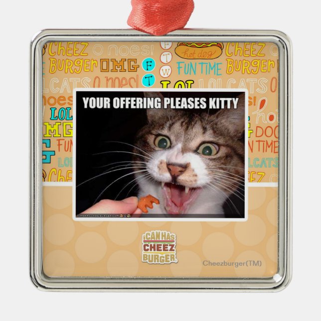 Your Offering Pleases Kitty Metal Tree Decoration (Front)
