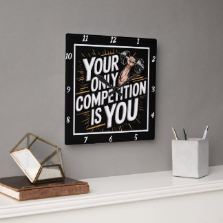 Your Only Competition Is You Square Wall Clock