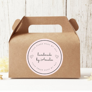 "Your Order Makes My Day Handmade with Your Name Classic Round Sticker