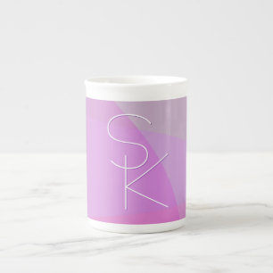 Your Overlapping Initials Modern Pink Geometric Bone China Mug