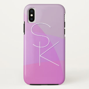 Your Overlapping Initials Modern Pink Geometric iPhone X Case