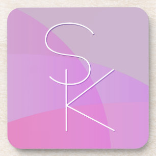 Your Overlapping Initials Modern Pink Geometric Coaster