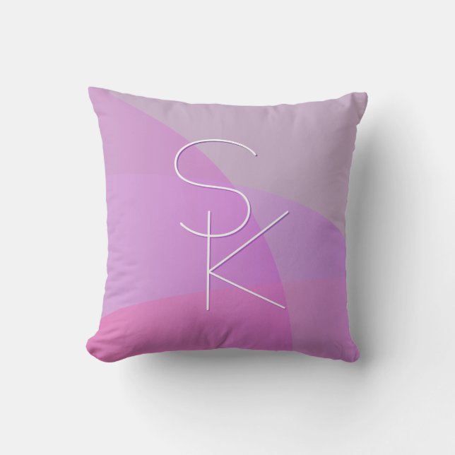 Your Overlapping Initials | Modern Pink Geometric Cushion (Front)