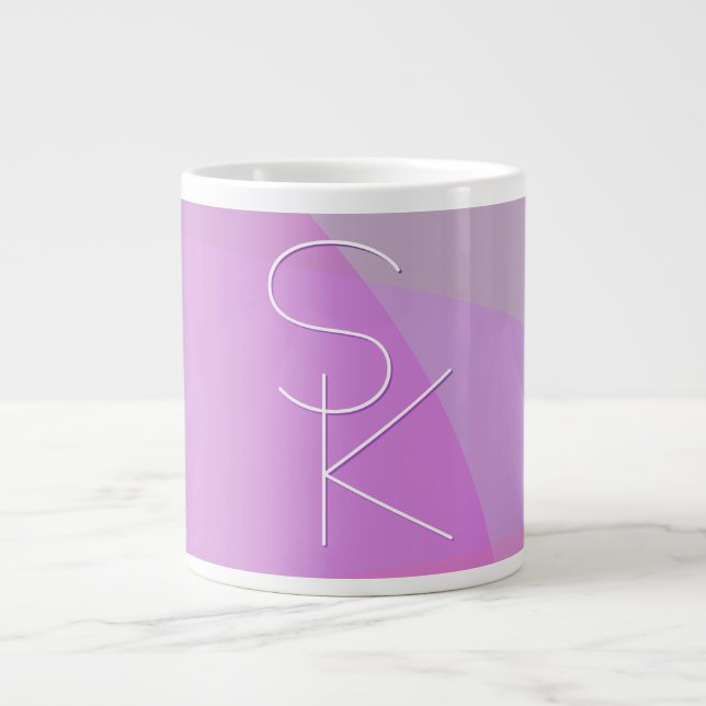 Your Overlapping Initials | Modern Pink Geometric Large Coffee Mug (Front)