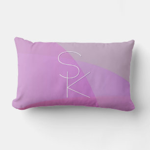 Your Overlapping Initials Modern Pink Geometric Lumbar Cushion