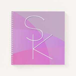 Your Overlapping Initials Modern Pink Geometric Notebook