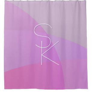 Your Overlapping Initials Modern Pink Geometric Shower Curtain