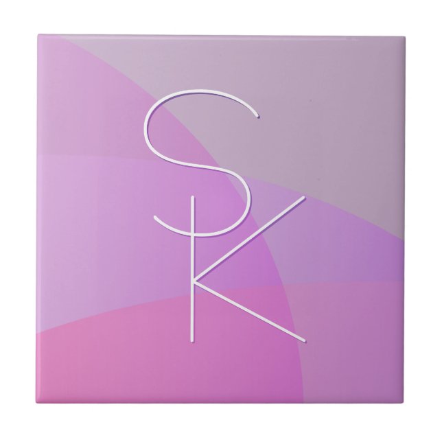 Your Overlapping Initials | Modern Pink Geometric Tile (Front)