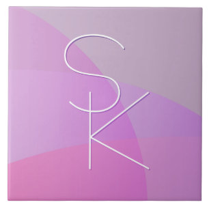 Your Overlapping Initials Modern Pink Geometric Tile