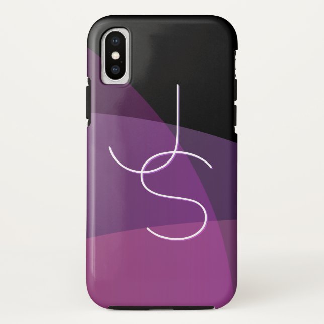 Your Overlapping Initials | Modern Purple & Pink Case-Mate iPhone Case (Back)