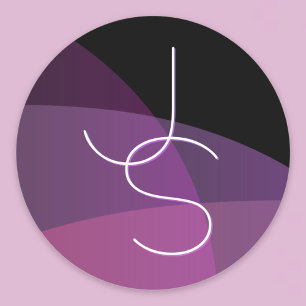 Your Overlapping Initials   Modern Purple & Pink Classic Round Sticker