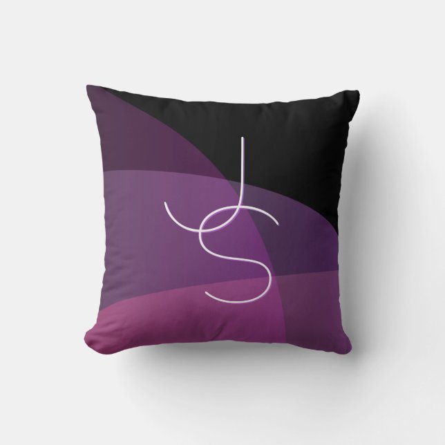 Your Overlapping Initials | Modern Purple & Pink Cushion (Front)