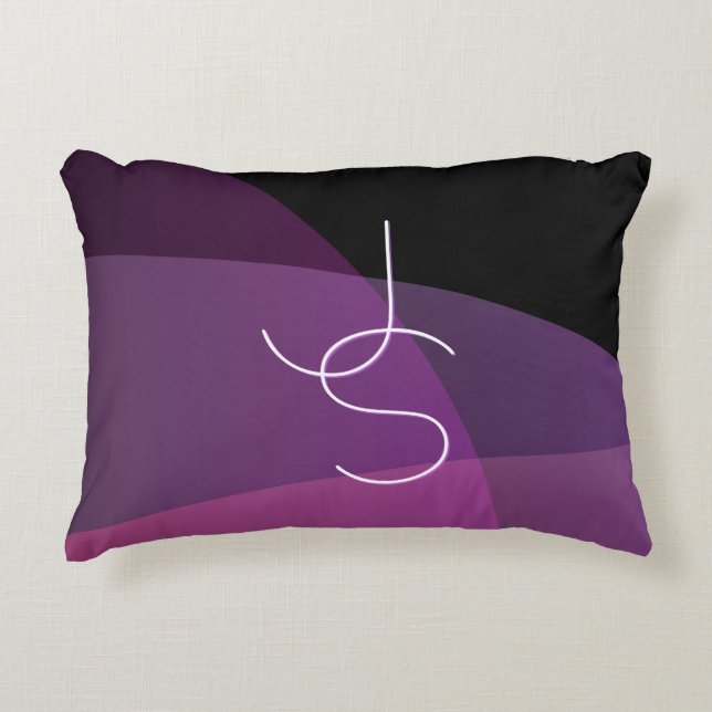 Your Overlapping Initials | Modern Purple & Pink Decorative Cushion (Front)