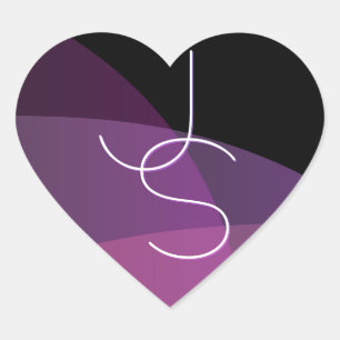 Your Overlapping Initials   Modern Purple & Pink Heart Sticker
