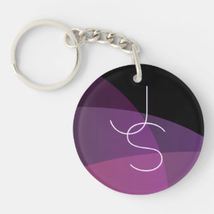Your Overlapping Initials   Modern Purple & Pink Key Ring