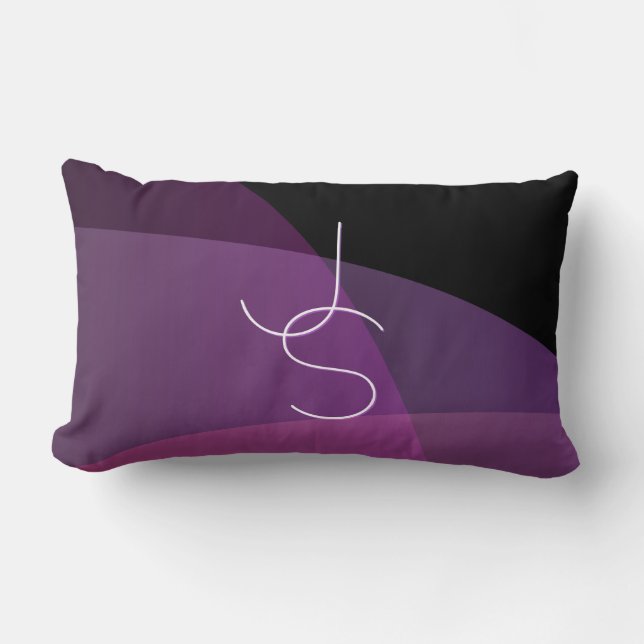 Your Overlapping Initials | Modern Purple & Pink Lumbar Cushion (Front)