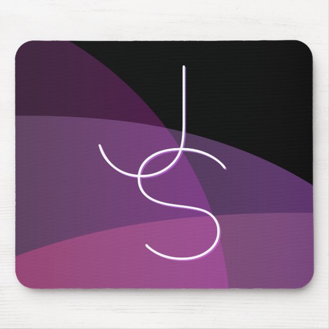 Your Overlapping Initials | Modern Purple & Pink Mouse Mat (Front)