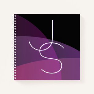 Your Overlapping Initials Modern Purple & Pink Notebook
