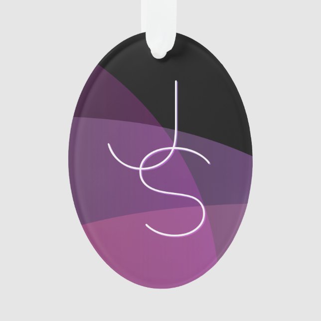Your Overlapping Initials | Modern Purple & Pink Ornament (Front)