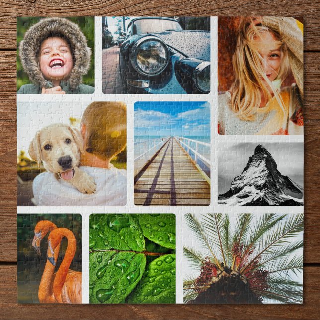 Your Own 9 Photo Collage Framed White Jigsaw Puzzle (Creator Uploaded)