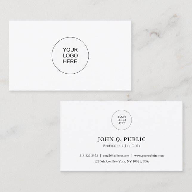 Your Own Company Logo Here Elegant Modern Business Card (Front/Back)