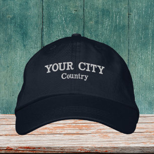 Your own custom city town Embroidered Hat