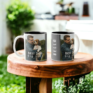 Your Own Custom Photo Best Dog Dad Mom Ever Script Two-Tone Coffee Mug