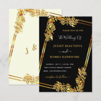 Your Own Design Art Black Gold Wedding Invitation