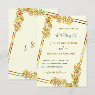 Your Own Design Art Framed Gold Wedding Invitation