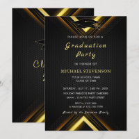 Your Own Design Black Gold Graduation Invitation