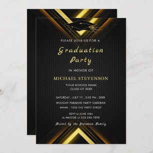 Your Own Design Black Gold Graduation Invitation
