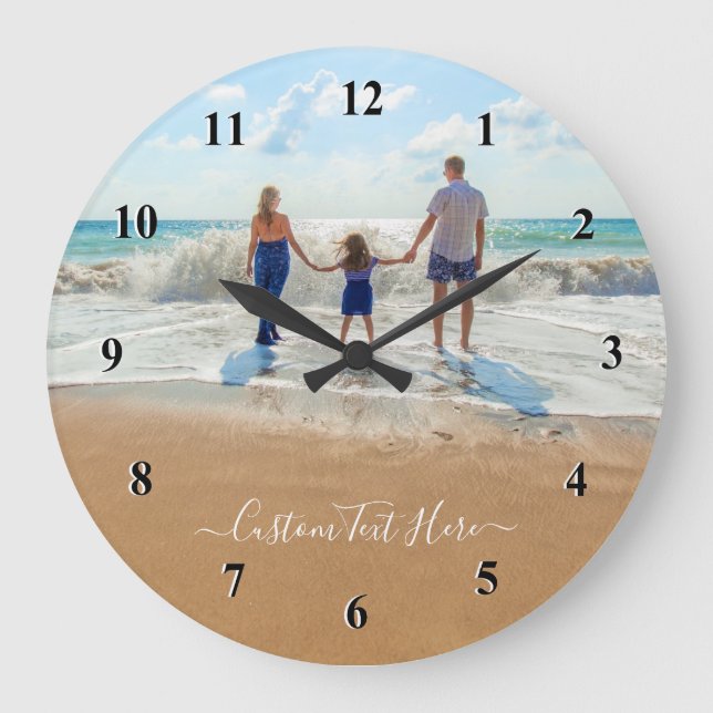 Your Own Design Custom Photo Text - Best Family Large Clock (Front)