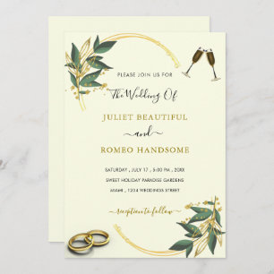 Your Own Design Leaves Gold Wedding Invitation