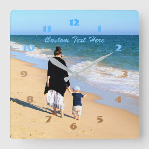 Your Own Design Photo Text Font Name Best MOM Ever Square Wall Clock