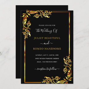 Your Own Design Wedding Invitation Black and Gold