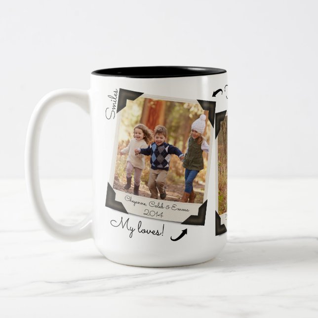 Your Own Family Photo Album FULLY Personalised Two-Tone Coffee Mug (Left)