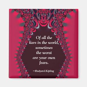 Your Own Fears (Quotes) Red Fractal Lace Magnet
