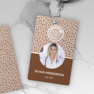 YOUR OWN LOGO Beige Photo ID Badge