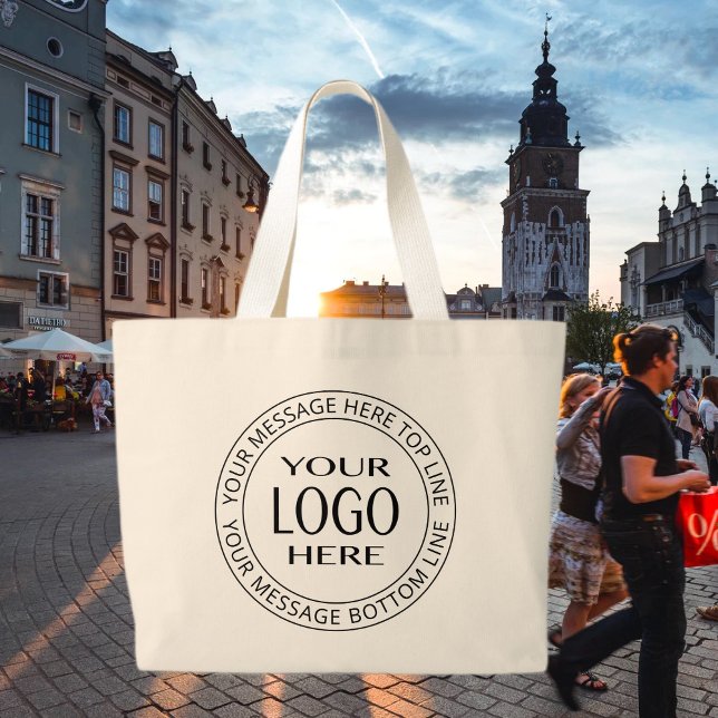 Your Own Logo & Customisable Circular Text Large Tote Bag (Creator Uploaded)