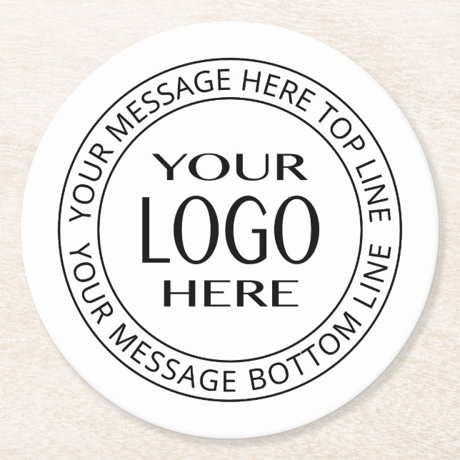 Your Own Logo & Customisable Circular Text Round Paper Coaster (Front)