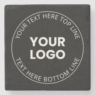 Your Own Logo & Editable Circular Text Stone Coaster