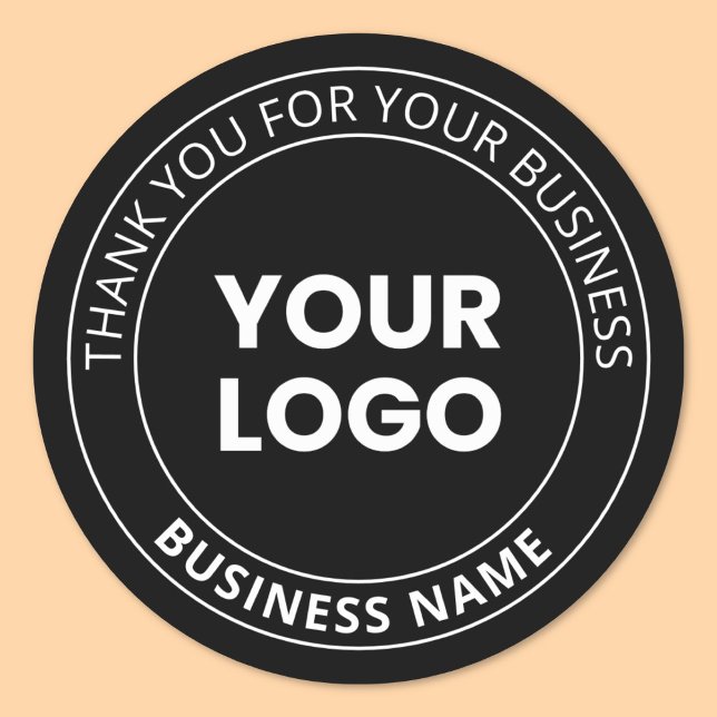 Your Own Logo & Thank You Editable Message Classic Round Sticker (Creator Uploaded)
