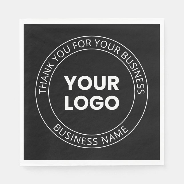 Your Own Logo & Thank You Editable Message Napkin (Front)