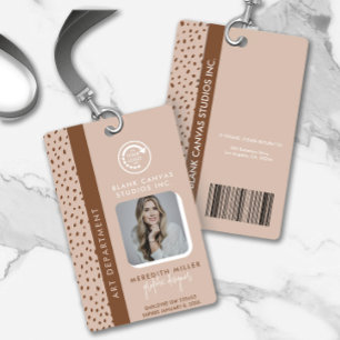 YOUR OWN LOGO Trendy Beige Boho Brown Employee ID ID Badge