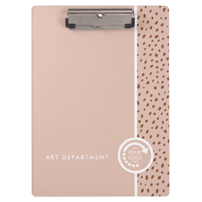 YOUR OWN LOGO Trendy Beige & Terracotta Dots Clipboard (Front)