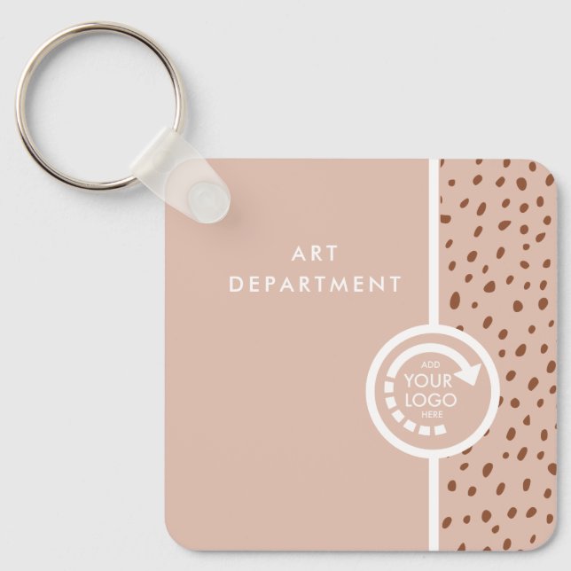 YOUR OWN LOGO Trendy Beige & Terracotta Dots Key Ring (Front)